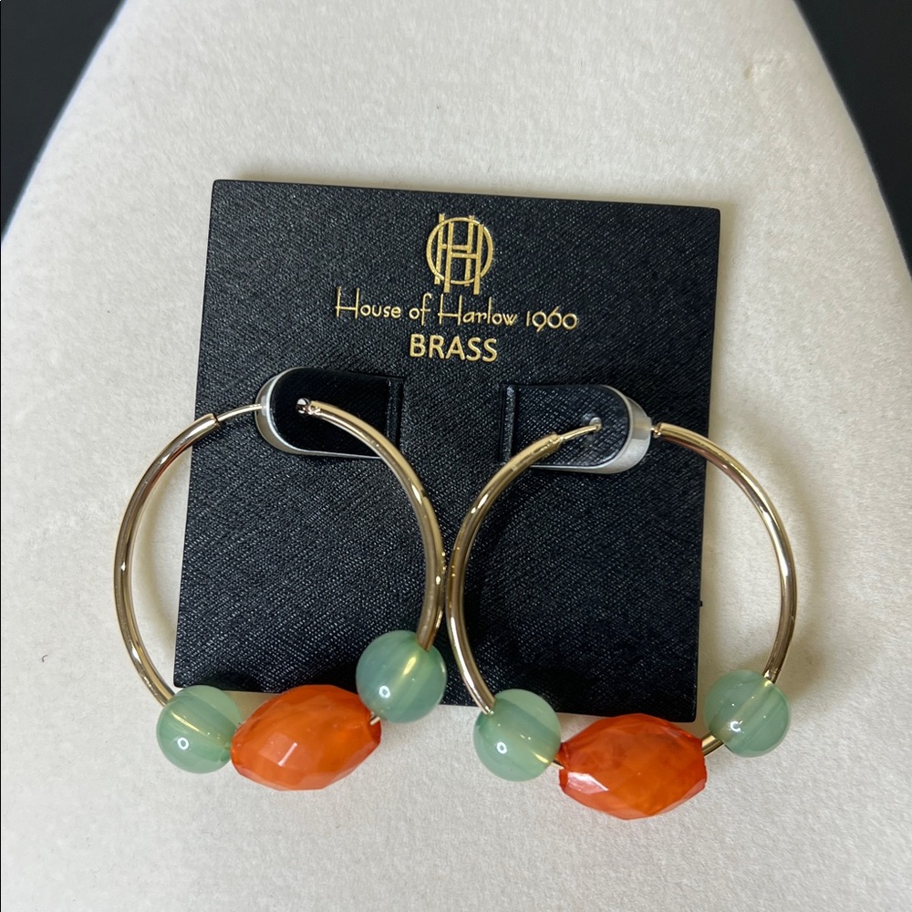 House of Harlow 1960 | Jade & Carnelian Inspired Hoop Earrings